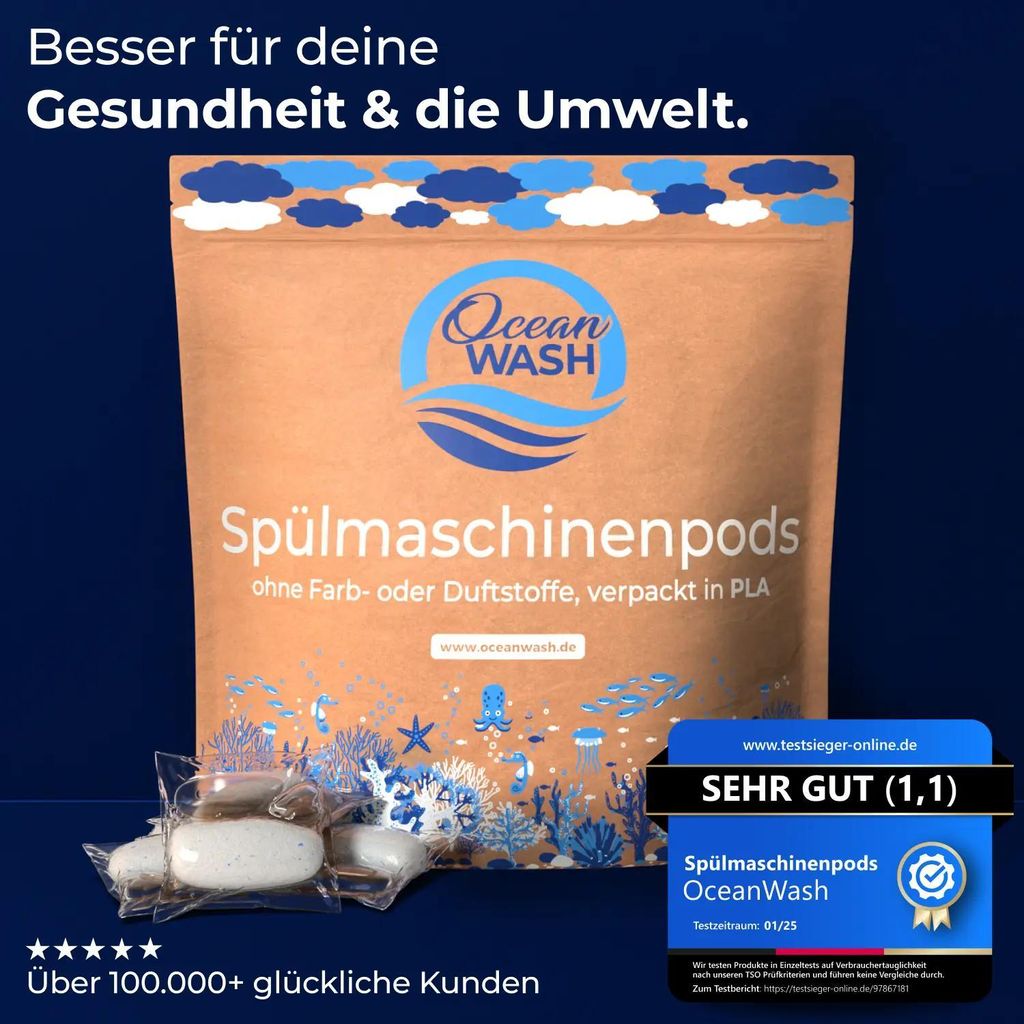 OceanWash Spülmaschinenpods 64 Spülgänge ohne gefährliche Produktbild 