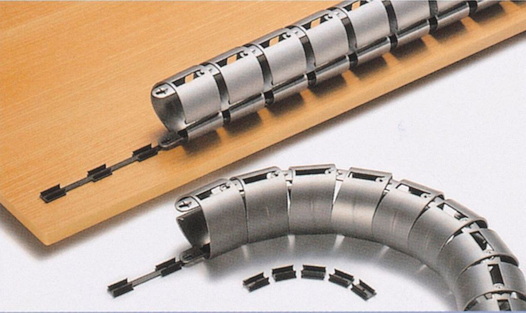 Kabelkanal (Kabelschlauch) horizontal Kabelführung L 1000 mm Kunststoff silber