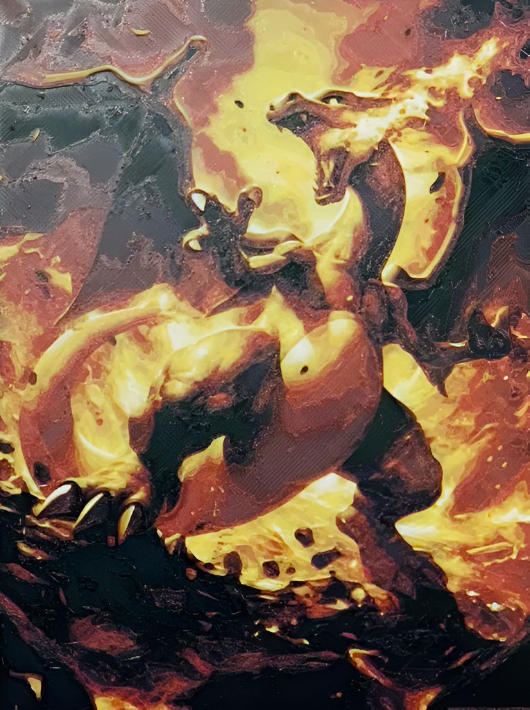 Glurak with Fire – Groß 25x25cm
