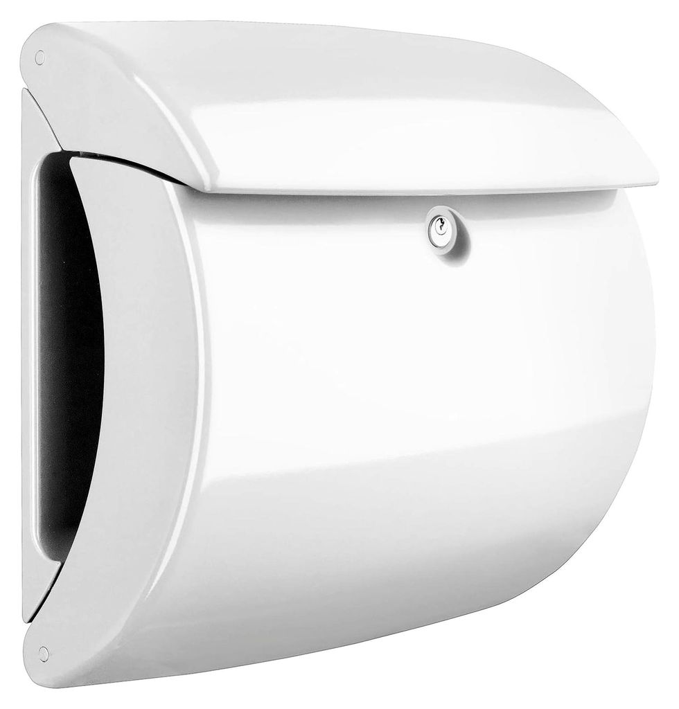 Briefkasten mit integriertem Zeitungsfach, Klavier, A4 Einwurf-Format, EU Norm EN 13724, Weiß