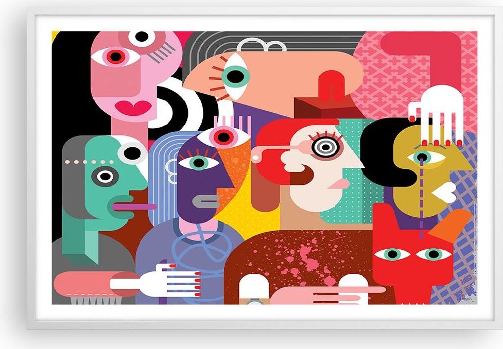 Gerahmtes Poster - Weißer Rahmen - Abstraktion modern - 91,5x61 cm - Wand Bild - Wanddeko - Wandbilder - Kunstposter - Wandposter - Bilderrahmen -...