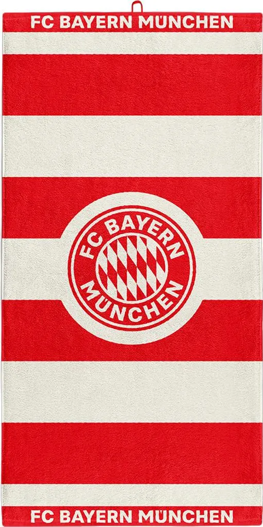 Serviette de bain FC Bayern Stripes rouge blanc 140x70 cm pur coton
