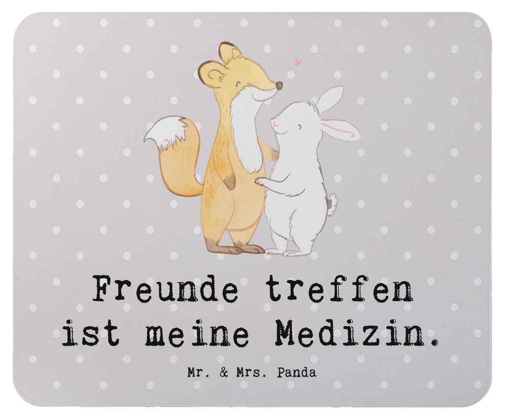 Mr. & Mrs. Panda Mousepad Fuchs Hase Freunde treffen - Grau Pastell - Geschenk, mousematte, Mouse Pad, laptop mauspad, pc mausunterlage