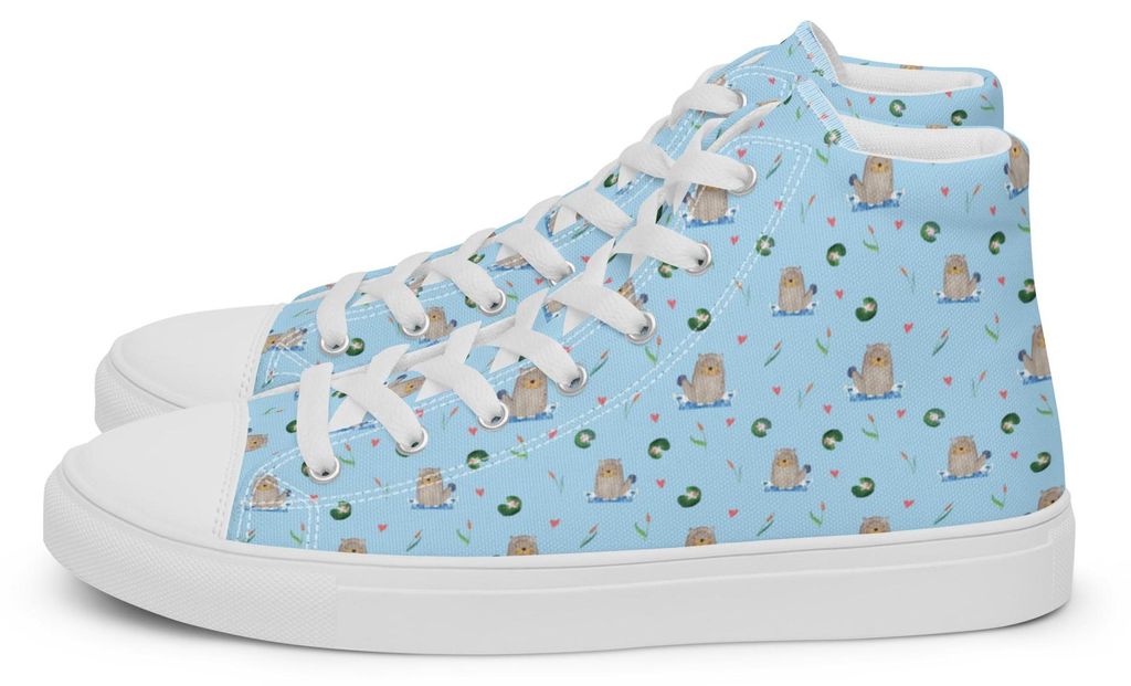Mr. & Mrs. Panda Damen Sneaker Otter Stein Größe 36 - Blau - Geschenk, Damenschuhe, Sportschuhe, Grüßen, Seeotter, Munter, Pflanzen, High, See,...