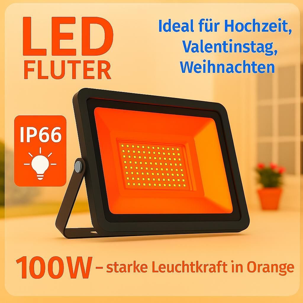LED Fluter 100W Warmorange Amber Gold IP66 – Wasserdichter Produktbild 