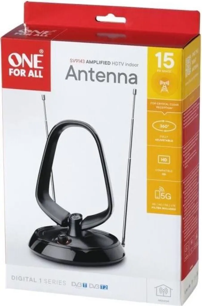 Antenna TV Design Interno One For All Value Line 42dB - Filtro LTE 5G - 5