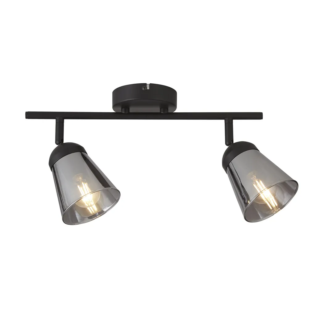 Projecteur 2LT Noir avec Verre Fumé - Luminaire Design Industriel Chic