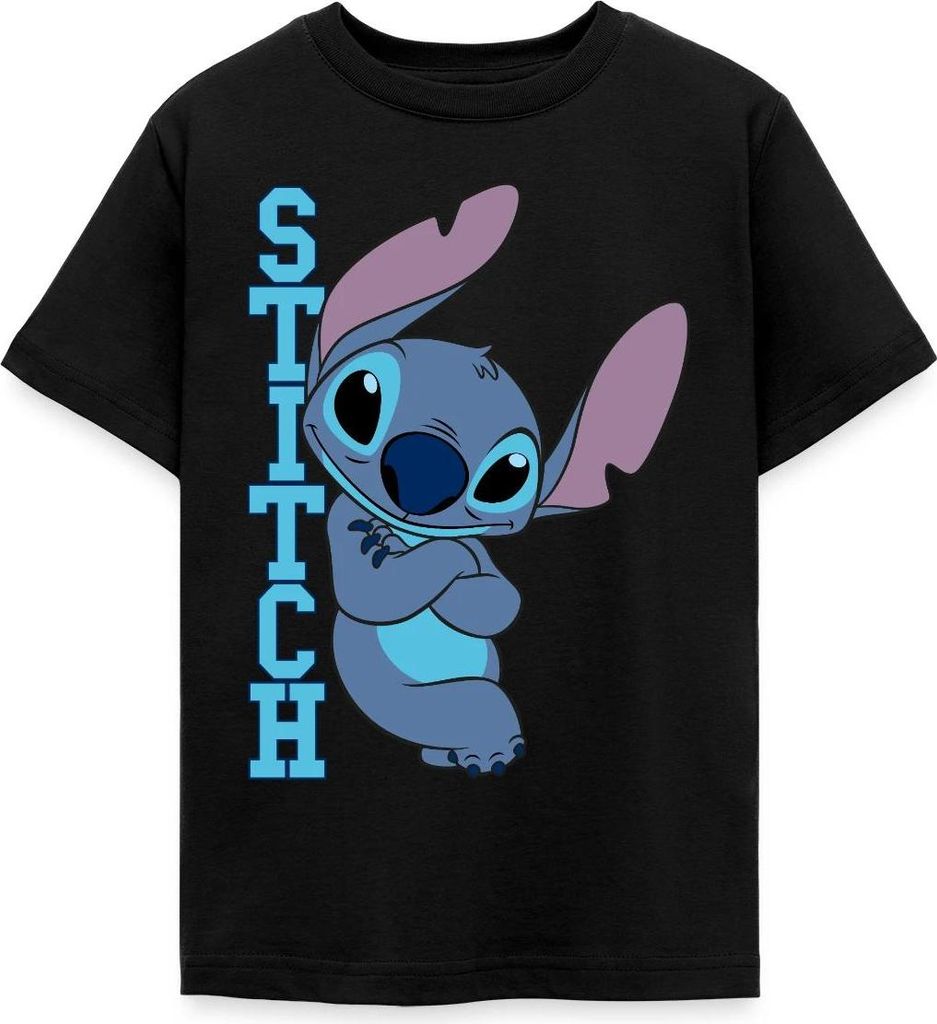 Lilo & Stitch | Stitch Mit Schriftzug Teenager T-Shirt, 152/164 (12-14 Jahre), Schwarz