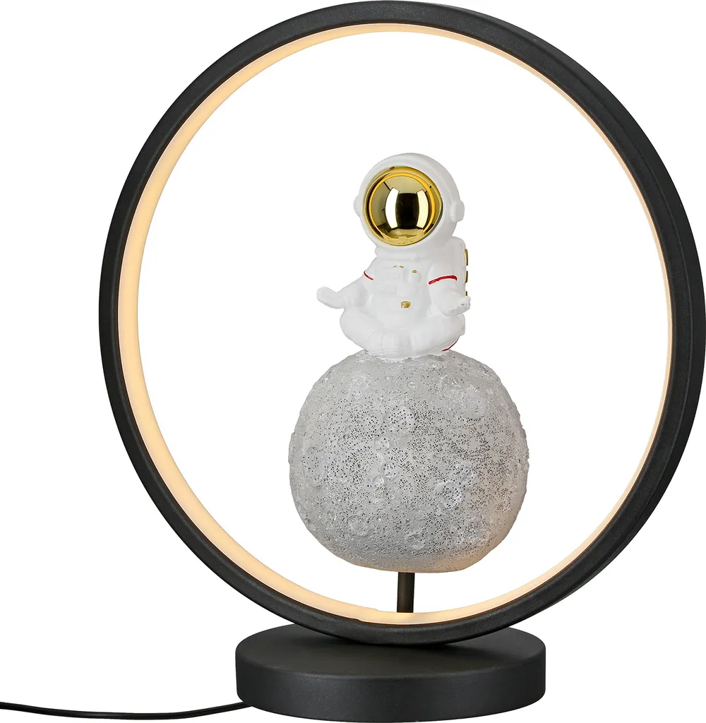 Veilleuse LED Astronaute Juno en Résine Noire et Blanche Hauteur 33 cm