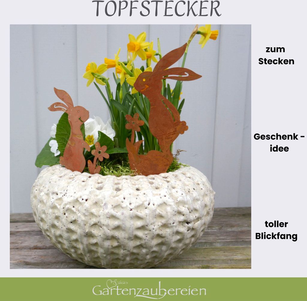 Beetstecker 2 Hasen mit Blumen
