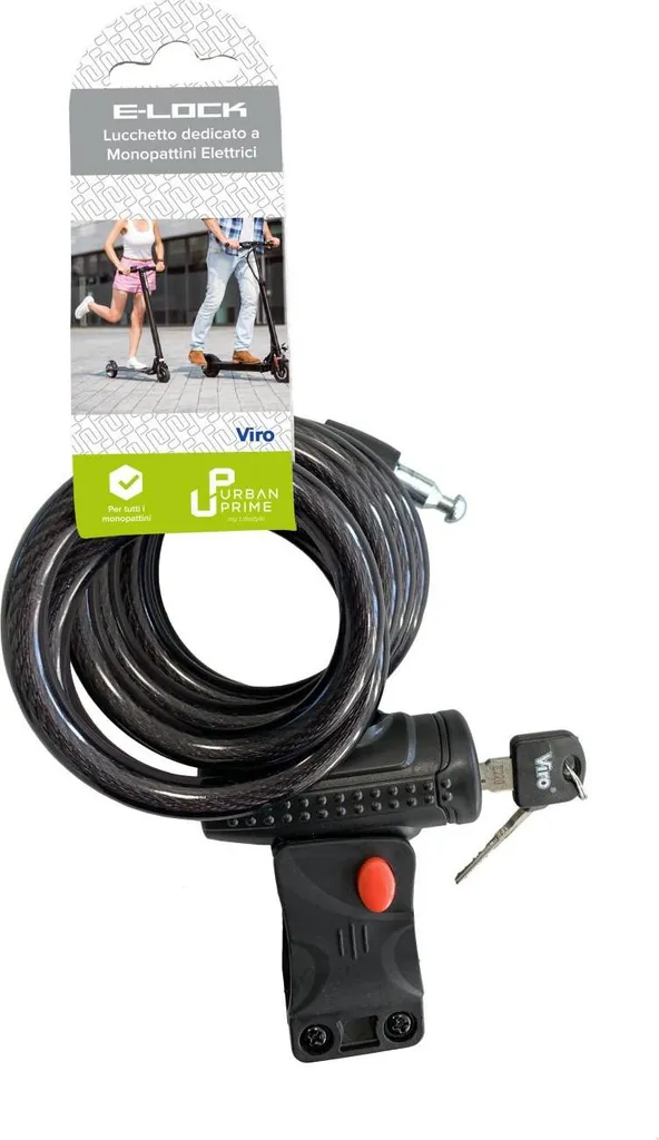 Antivol vélo Urban Prime UP-MON-LCK Câble d'Acier Noir Flexible 12mm