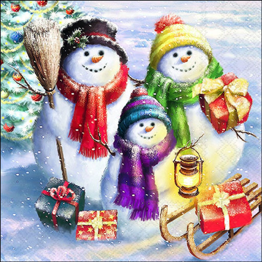 Serviette "Snowmen Family", 20 Stück Produktbild 