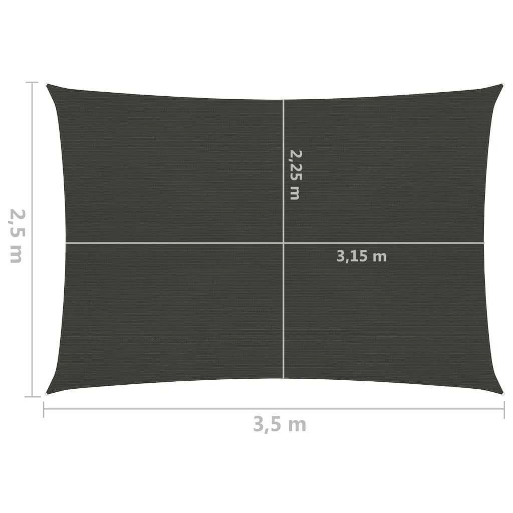vidaXL Tenda da sole 160 g/m² antracite 2,5x3,5 m HDPE - 13