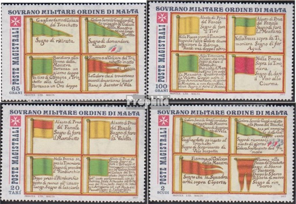 Briefmarken Malteserorden (SMOM) 1977 Mi Kat-Nr.: 131-134 (kompl.Ausg.) postfrisch Marine