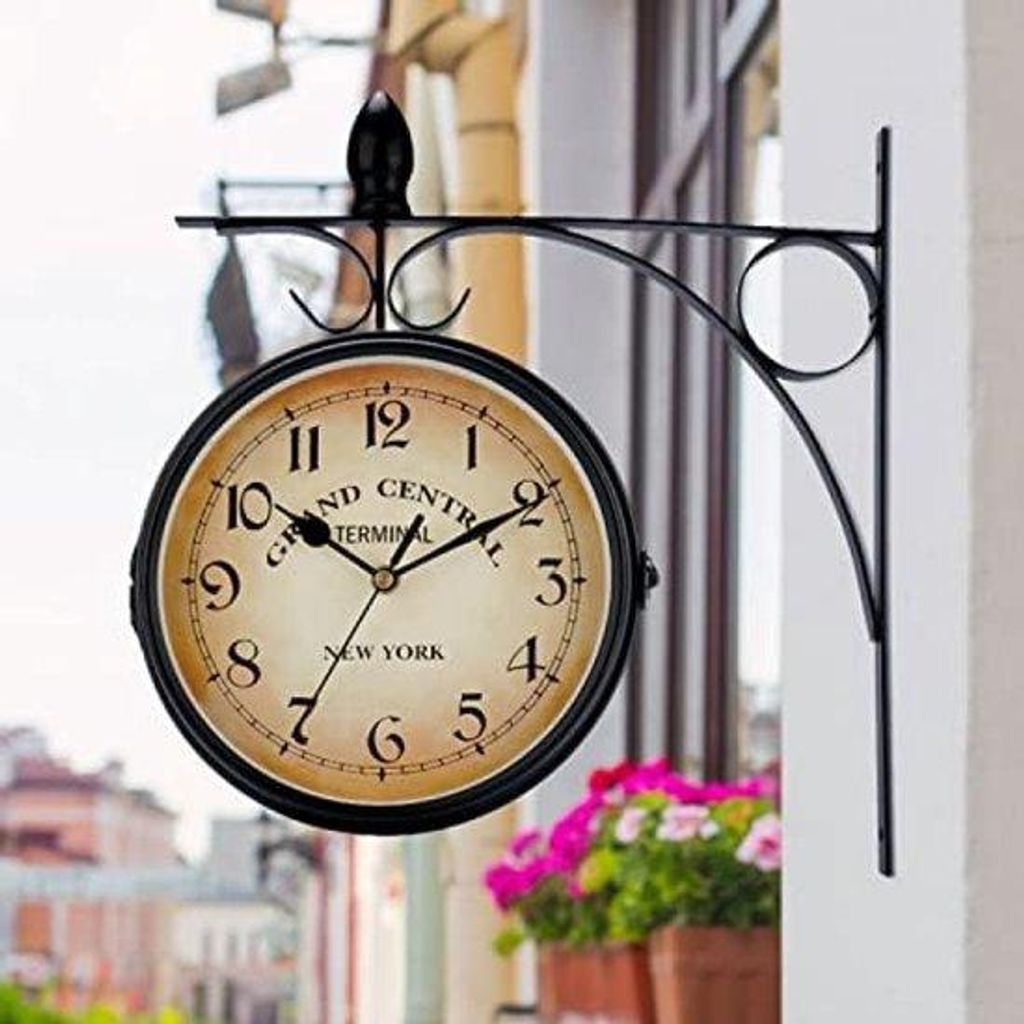 Horloge de gare double face pour l'intérieur et l'extérieur Image du produit 