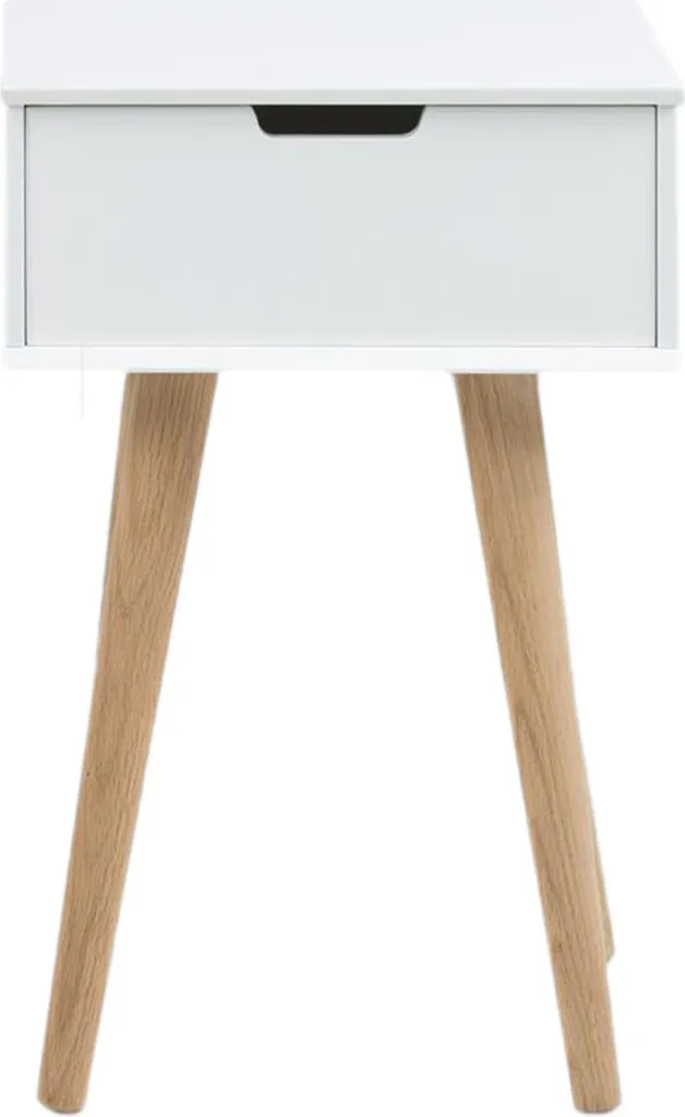 Table de chevet étroite Matilda blanche en bois : finissez-en avec le désordre