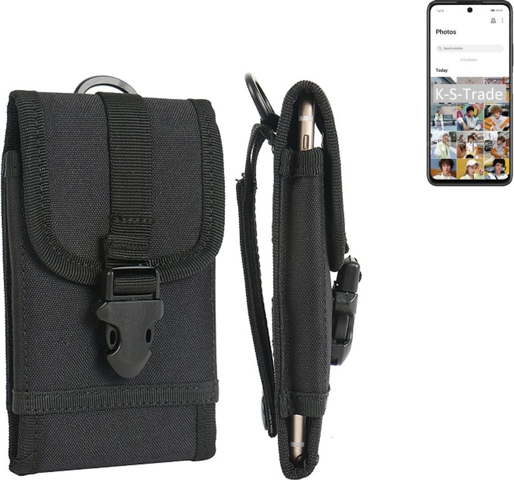 K-S-Trade Holster Handy Hülle kompatibel mit Huawei P Smart 2021 Holster Handytasche Gürtel Tasche Schutz Hülle Robust Outdoor schwarz