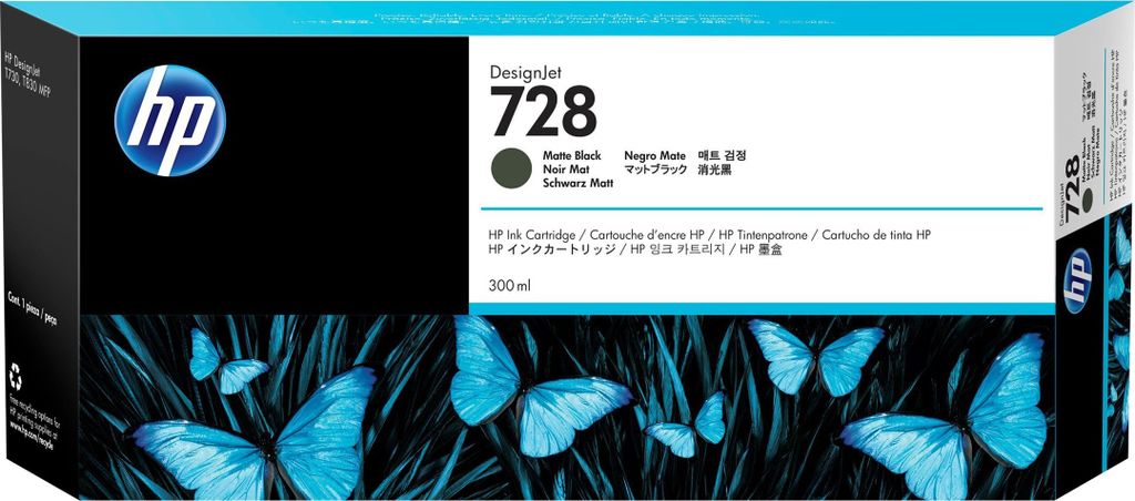 HP 728 Mattschwarz DesignJet Druckerpatrone, 300 ml, HP Produktbild 