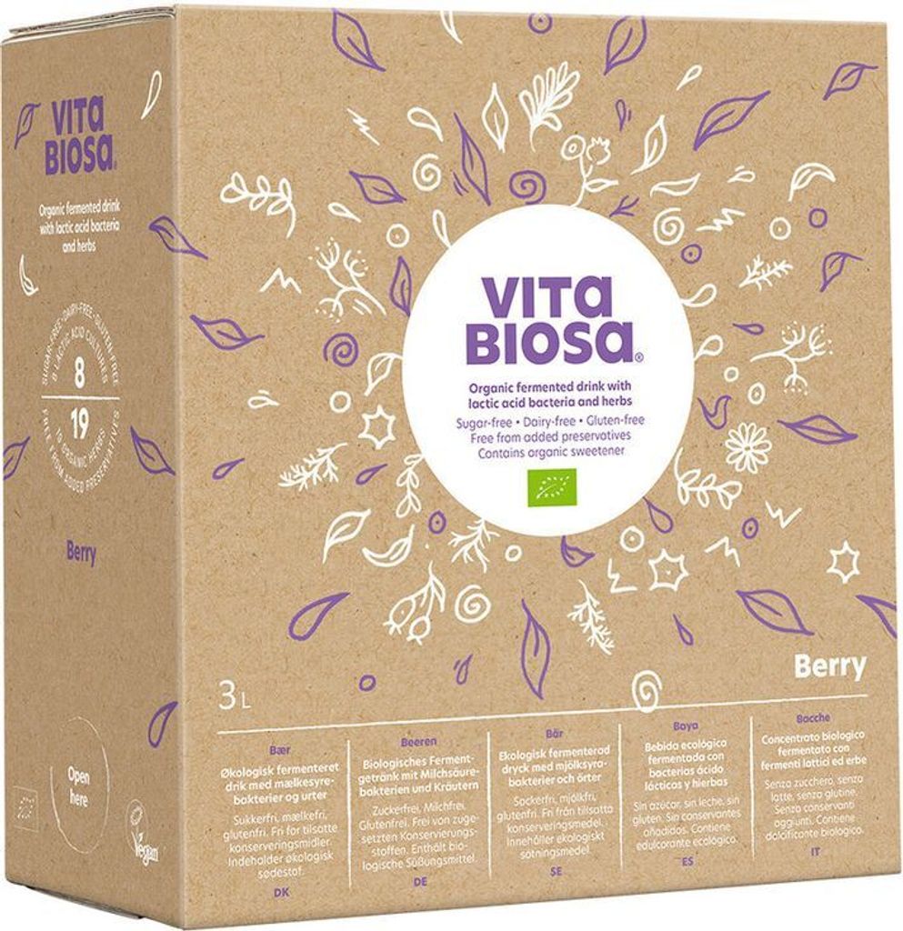 Vita Biosa Beeren 3L Bag-in-Box, Kräuterfermentgetränk mit Milchsäurebakterien,