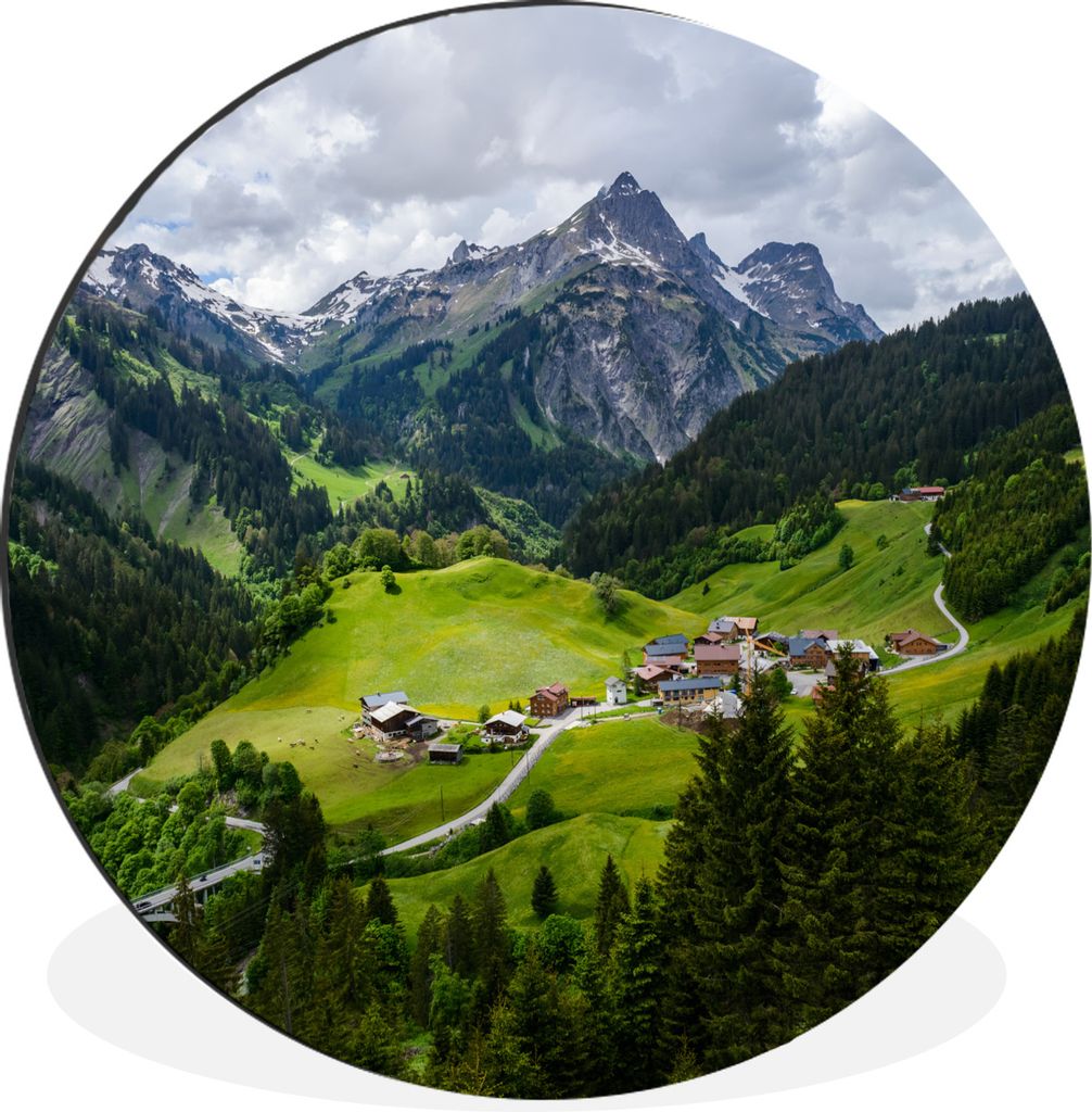 MuchoWow Aluminium Wandkreis Berge in Österreich Ø 90 cm Wanddeko Modern Wohnzimmer - Mauerkreis - Wandbilder - Runde Bild - Bild aus Aluminium...