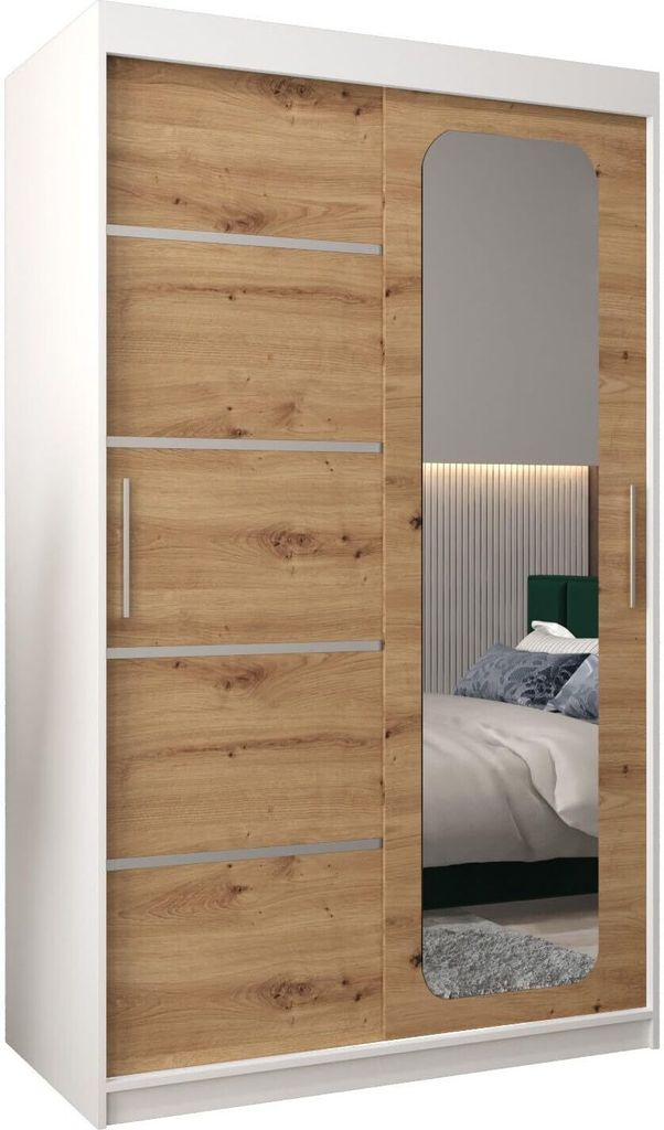 MEBLE KRYSPOL Promo 2120 Schlafzimmerschrank zwei Schiebetüren - Mattweiß + Artisan
