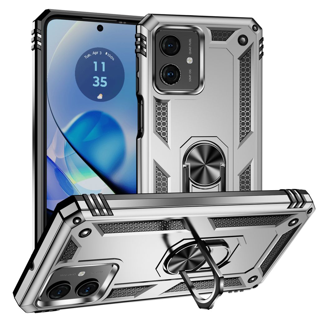 Custodia per Motorola Moto G54 Custodia resistente a doppio strato con copertura della fotocamera e supporto