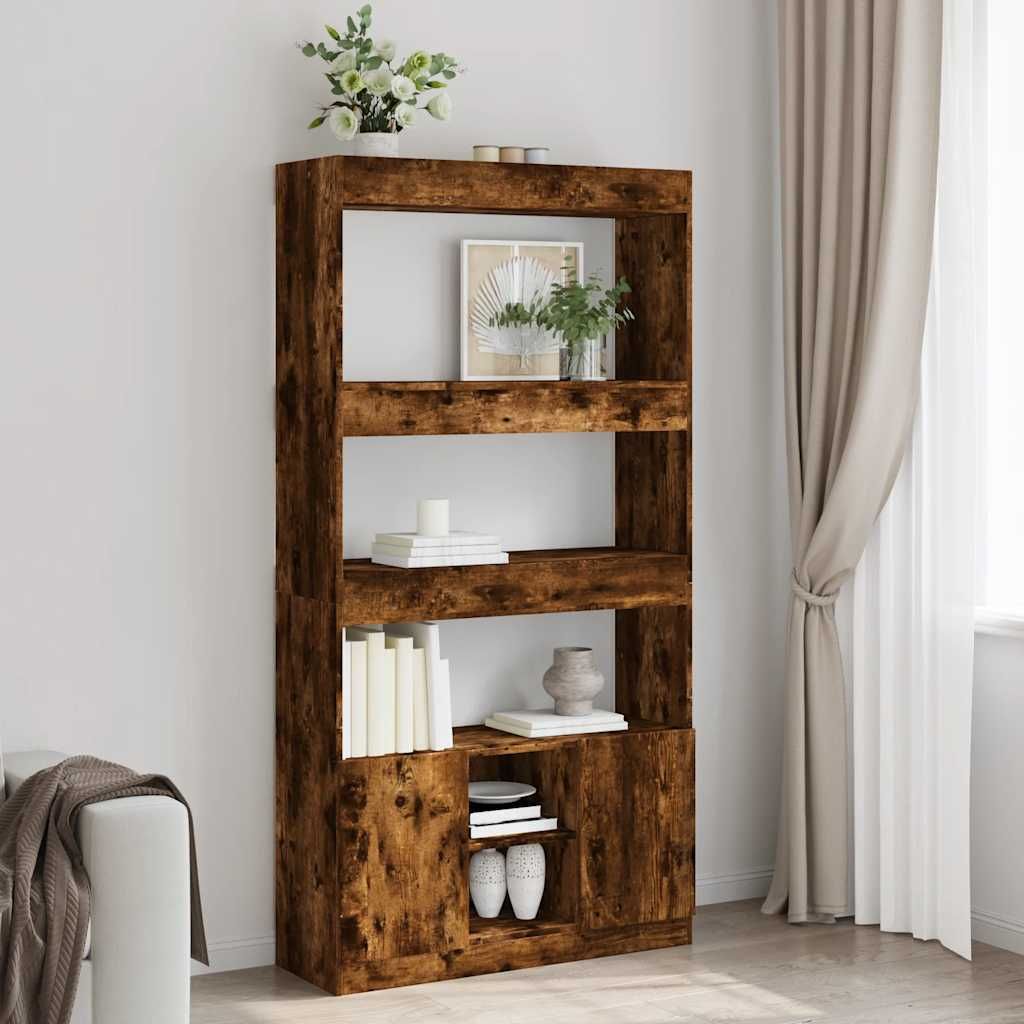 "2026 Promotion" Highboard - Büroregal - Räuchereiche 92x33x180 cm Holzwerkstoff - Wohnzimmerschrank CC16770
