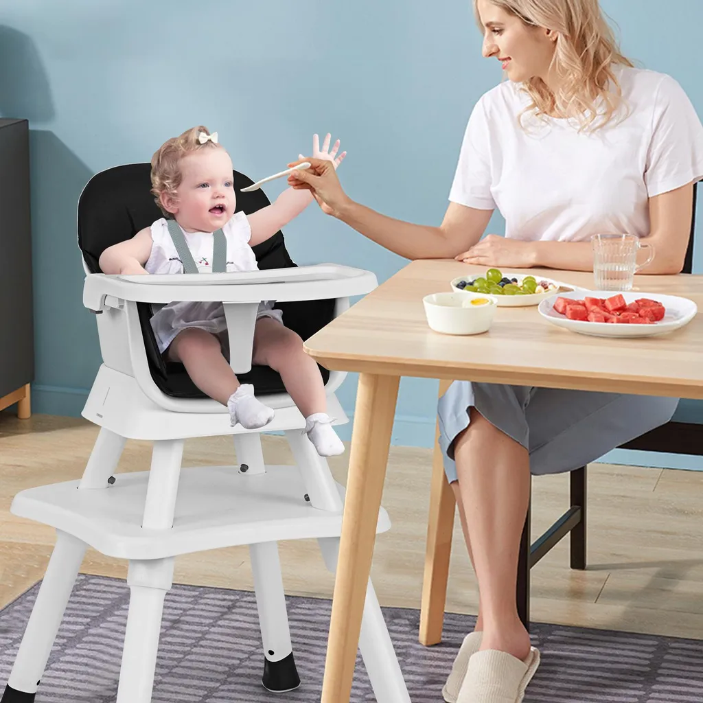 Chaise haute bébé 6 en 1 réglable : solution gain de place et sécurité