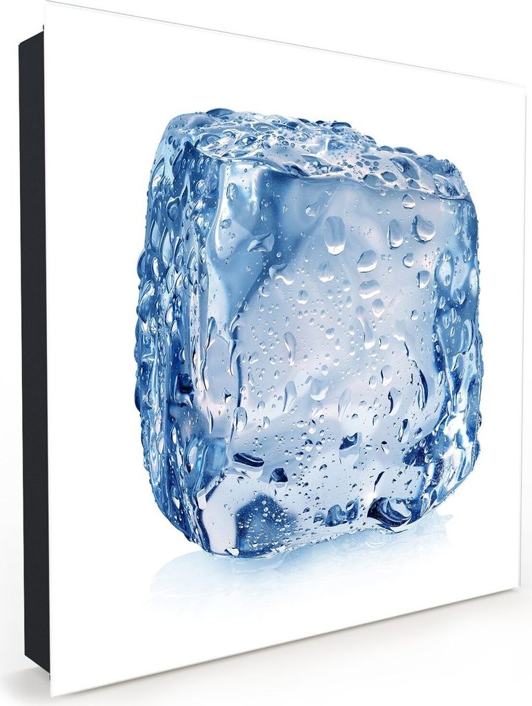 Nachbildung-Schlüsselkasten, Magnetpinnwand und Memoboard mit Glasfront Motiv Eiswürfel glänzend