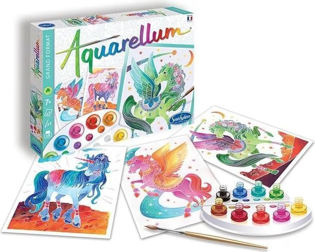 Kit De Peinture Aquarellum – Animaux Mythiques – Technique Du Sertissage Sur Papier Vélin, Dès 7 Ans – Fabriqué En France