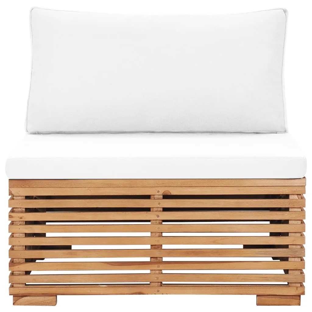 Canapé Central d'Extérieur en Teck Massif avec Coussin Déhoussable