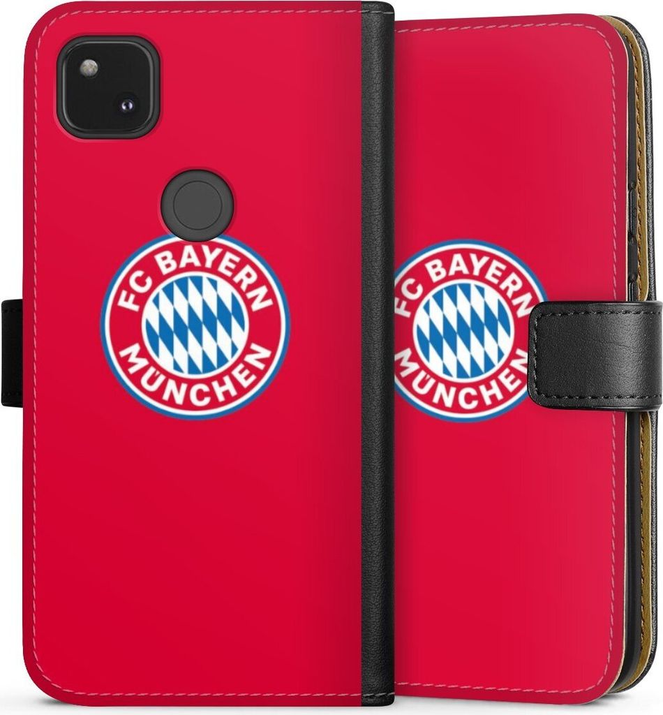 DeinDesign Klapphülle für Google Pixel 4a Handytasche Lederhülle Tasche FC Bayern München FCB Logo