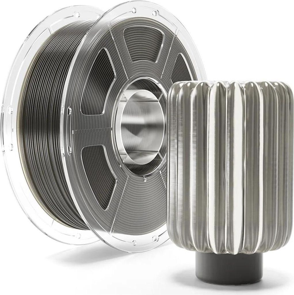 PETG - 3D-Drucker-Filament - 1,75 mm ±0,02 - 1 kg - 30–600 mm/s - 230–250 °C - Heizbett 60–80 °C - Rauchgrau