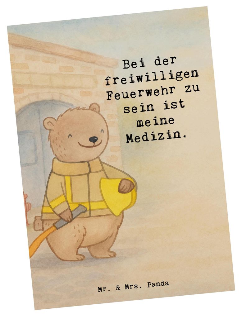 Mr. & Mrs. Panda einzelkarte Bär Freiwillige Feuerwehr Design - Weiß - Geschenk, Kunstkarten, Grußkarte, Feuerwehrfest, Postkarten, Jugendfeuerw...