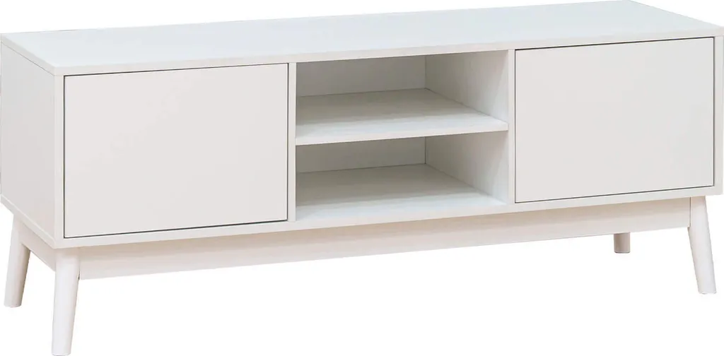 Meuble TV Blanc Bacopa 120 cm en Panneaux de Particules Style Moderne