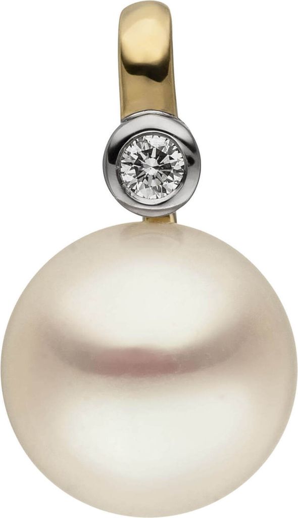 Anhänger Süßwasser Perle creme-weiß & Brillant 0,03 Ct. Produktbild 