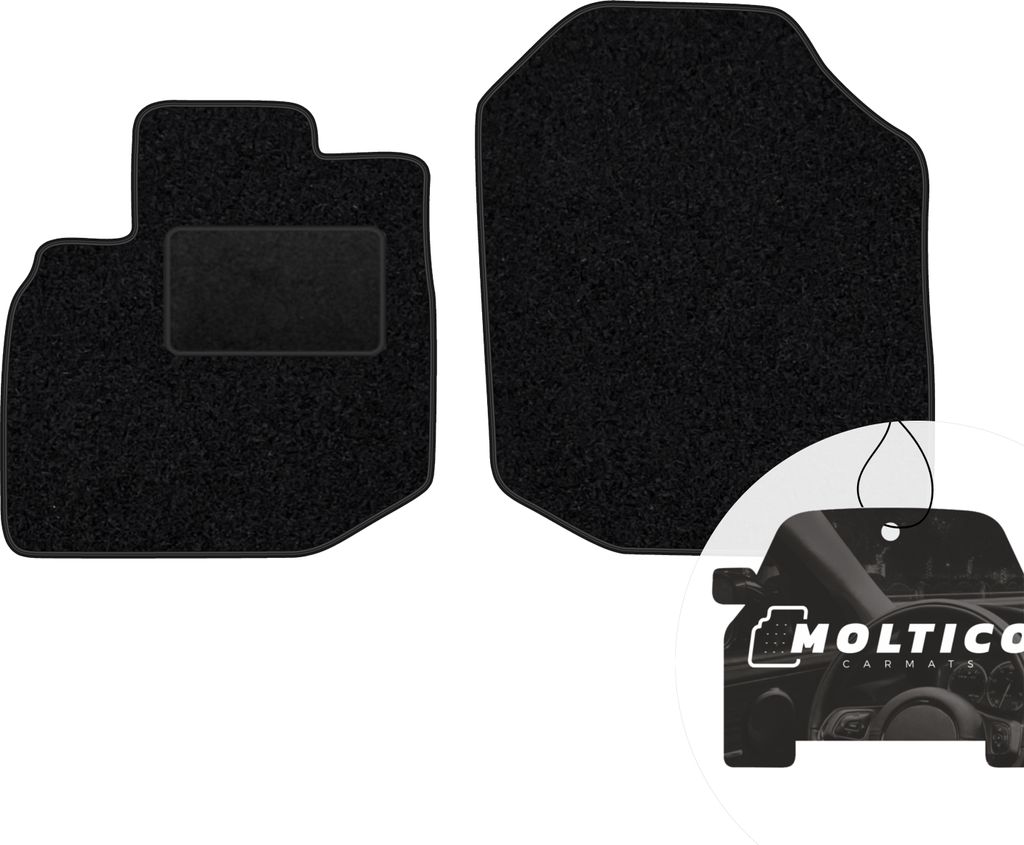 moto-MOLTICO Vorne Fußmatten Auto Velours Autoteppiche Schwarz Automatten Set 2-teilig passend für Honda Jazz II 2007-2014