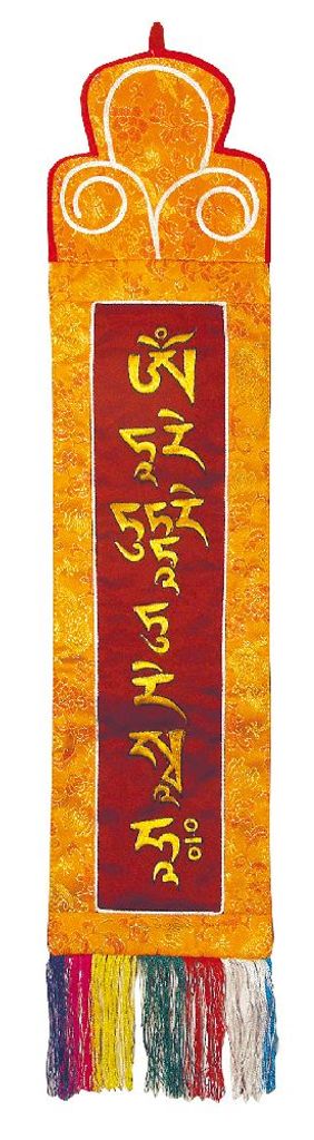 Tibetischer Wandbehang "Tara Mantra" Brokat 20x80cm