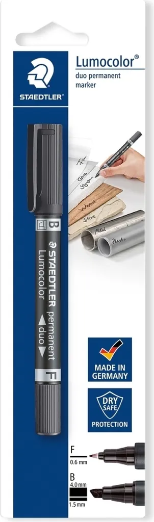 Feutre Lumocolor 348 BK Pointe Fine et Large - Encre Noire Permanente
