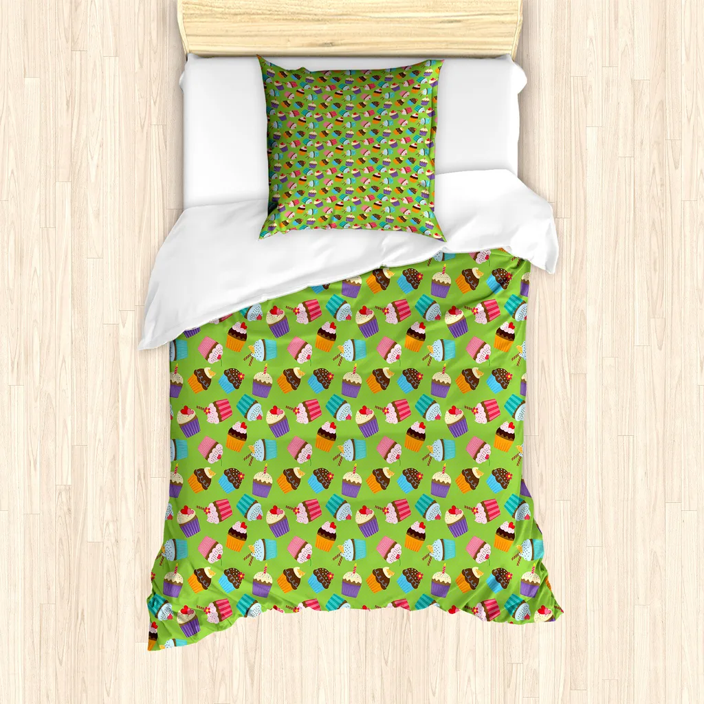 Copripiumino Cupcake Multicolore 135x200 cm | ABAKUHAUS Verde Lime