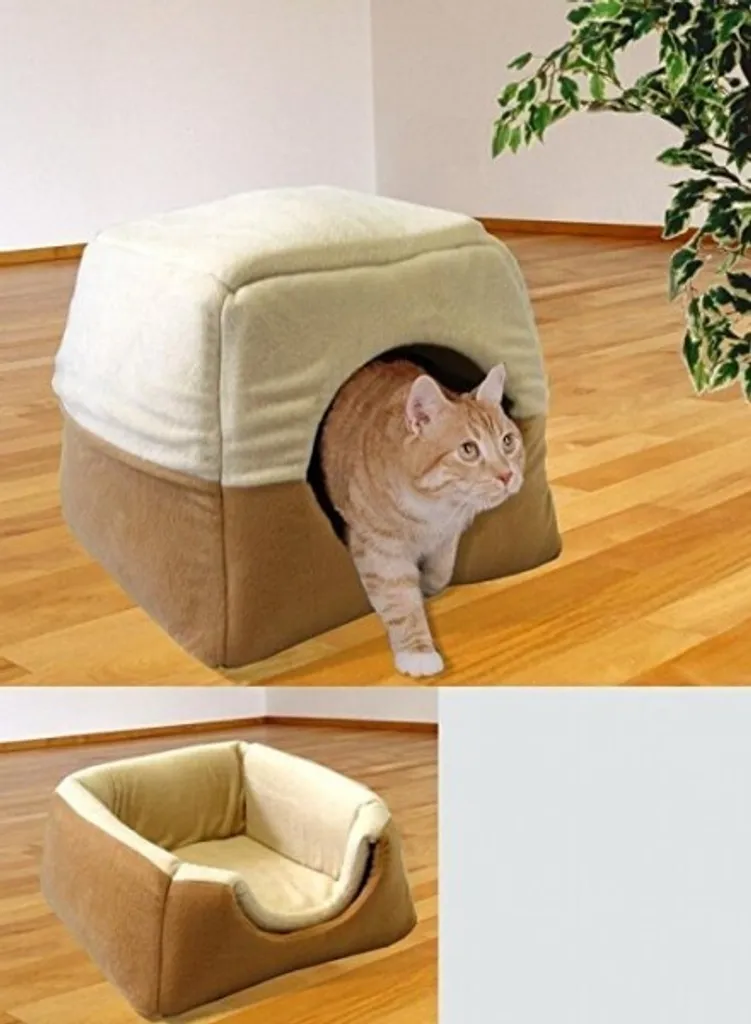 Cesto per Gatti Vario 2 in 1: Grotta e Divano Peluche per il Relax