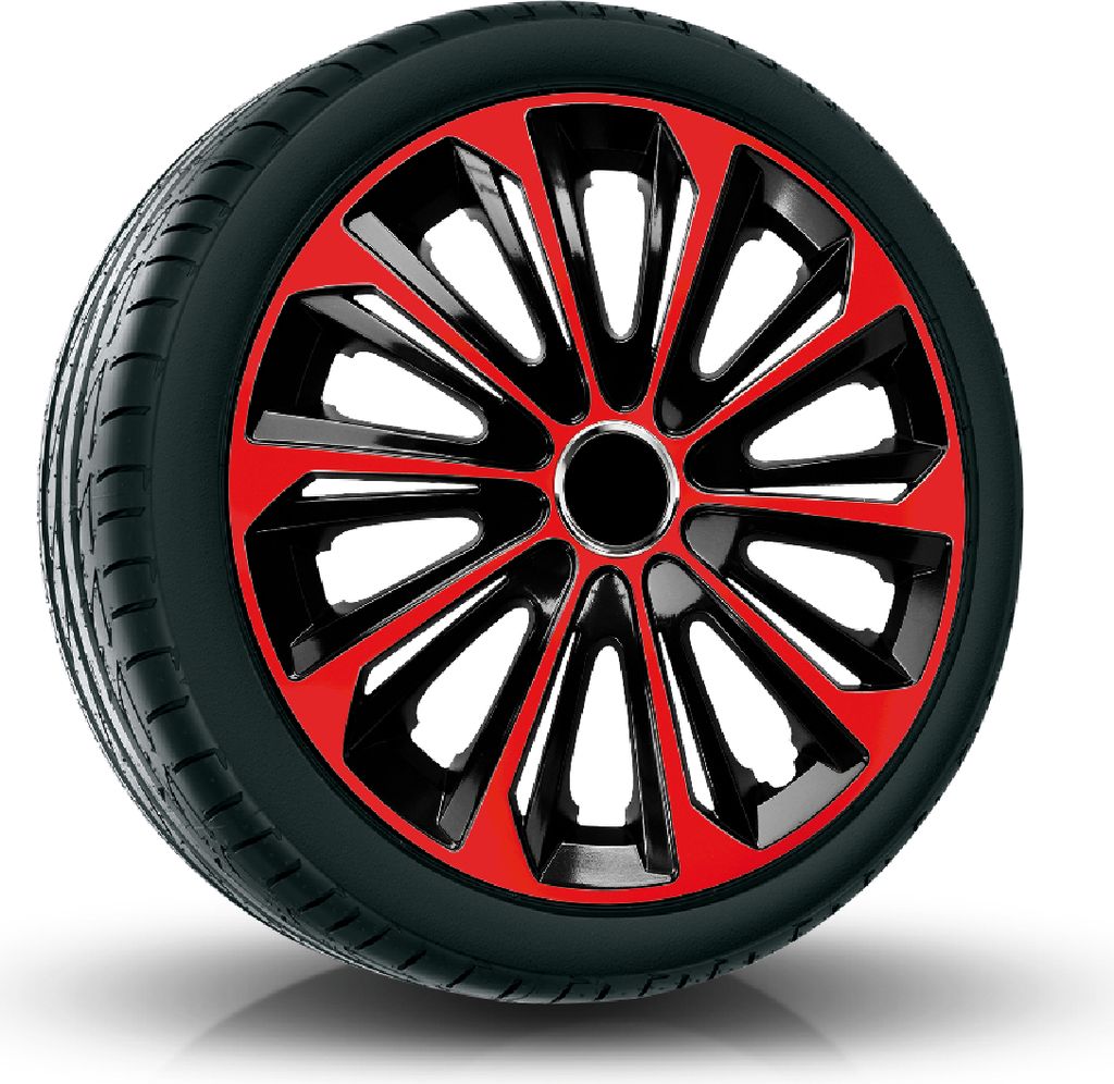 Radkappen Radzierblenden EINZELN (1Stück) 15 Zoll rot/schwarz EXTRA STRONG Z458362