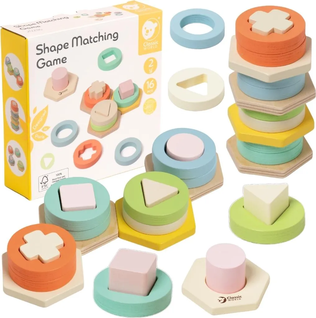 Puzzle Montessori Tour de formes colorées en bois naturel haute qualité