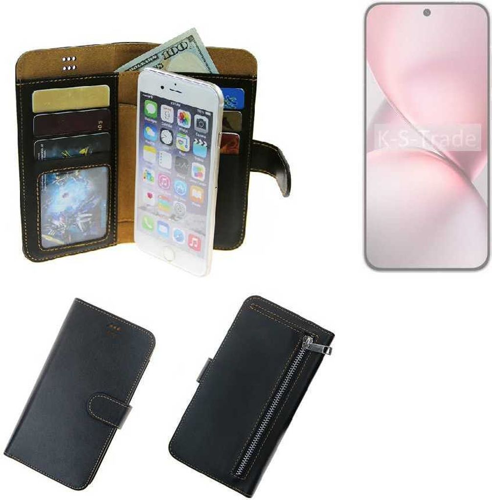 K-S-Trade Schutz Hülle kompatibel mit Vivo X200 mini Klapphülle Case Phone cover Slim Handytasche Handy Hülle schwarz aus Kunstleder (1 Stk)