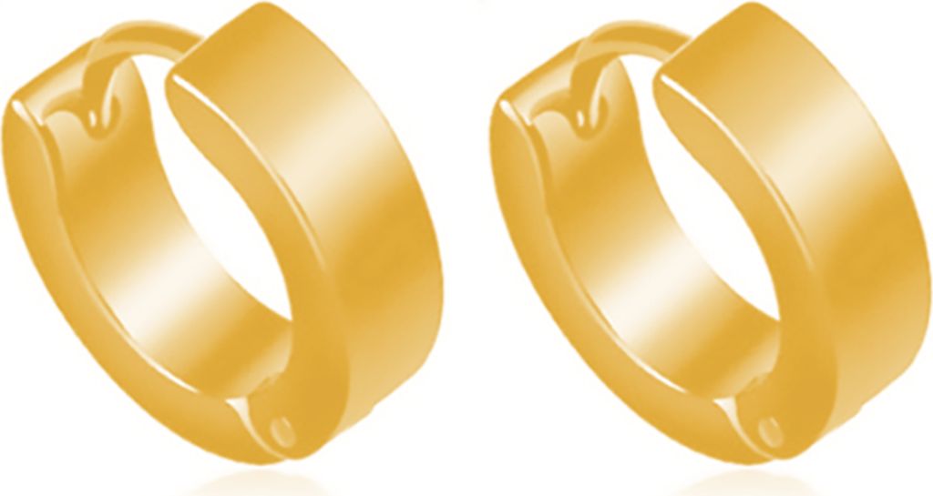 1 Paar modische, coole Herren-Huggie-Creolen aus Edelstahl, lässiger Schmuck-Golden