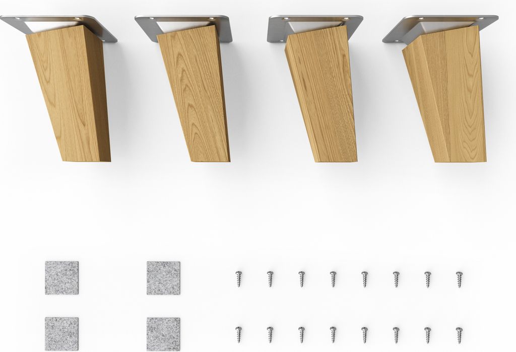 4x sossai Holzfüße eckig - schräge Ausführung 10cm Eiche Produktbild 