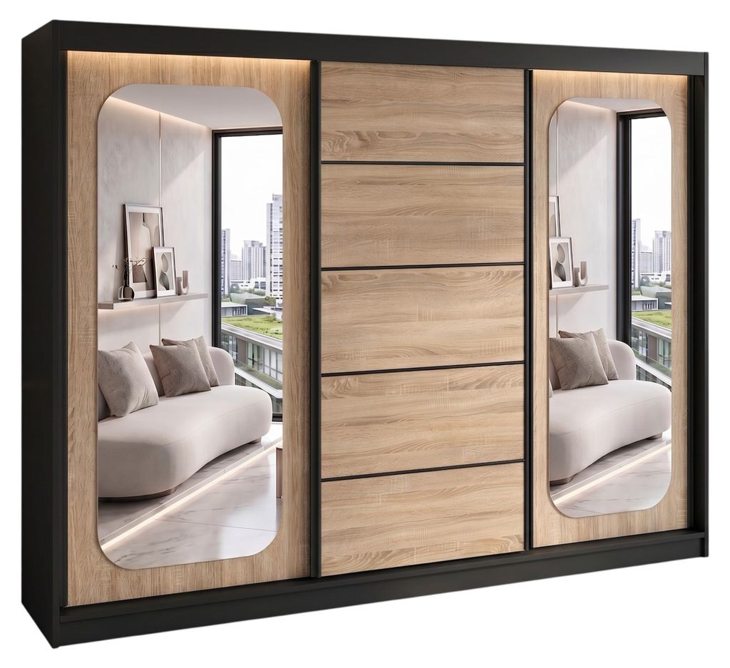 BELANO Schwebetürenschrank 200 cm mit Spiegel – Produktbild 