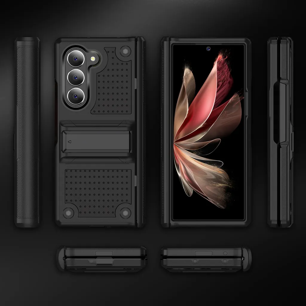 Custodia per Samsung Galaxy Z Fold 6, custodia ibrida antiurto in PC rigido e TPU morbido nero - 2