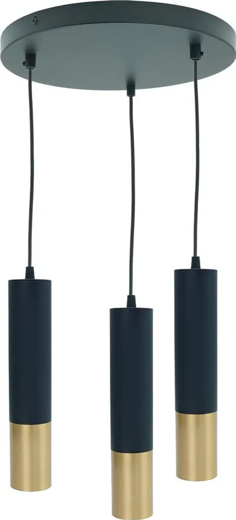 Luminaire de plafond triple noir et or style industriel chic Circus