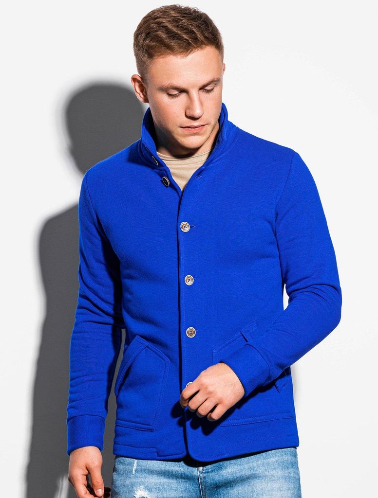 Ombre Clothing Herren Carmelo blau Button-Down Sweatshirt S